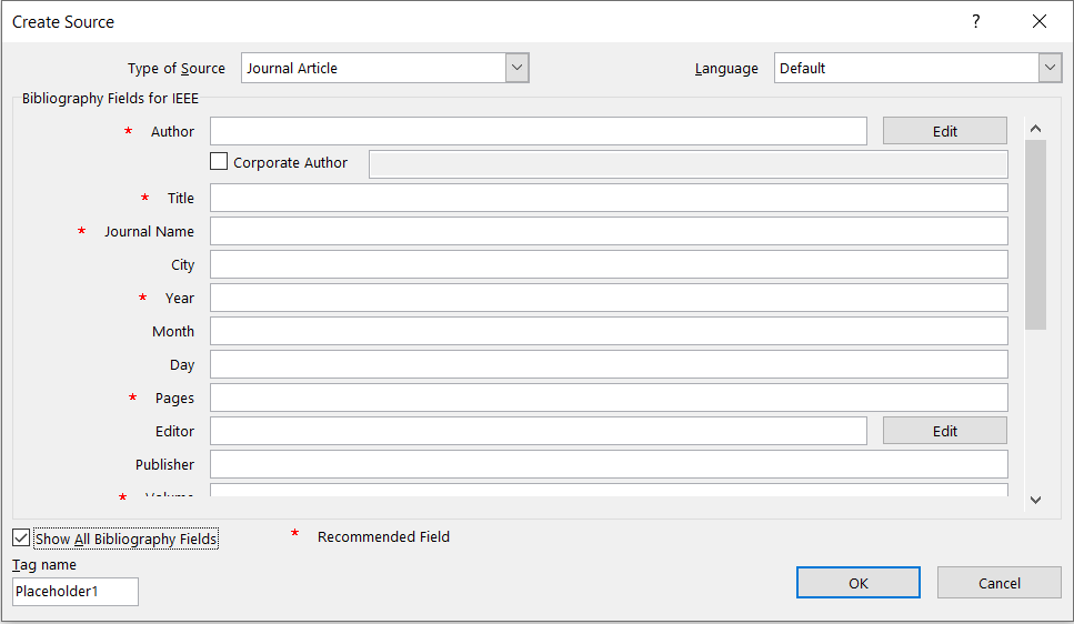 Microsoft Word Reference Tab Create Source Journal Article